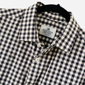 Mizzen + Main Button Up Shirt Mens XL Black White Check Trim Fit Long Sleeve Top